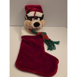 Taz Looney Tunes WB Tazmanian Devil Vtg 15" Plush Christmas Stocking